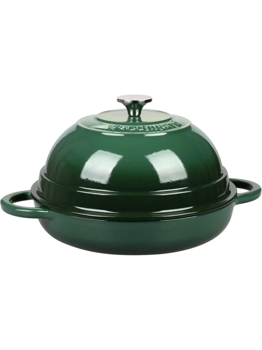 6 Qt Dark Green Cast Iron Enameled Dutch Oven Pot with Lid for Bread Baking Pan